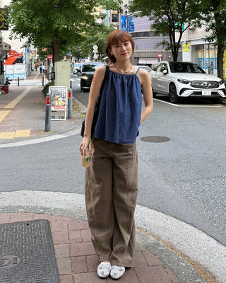 Denim ribbon camisole
