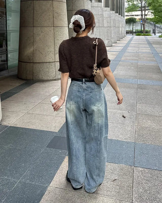 Side yoke seam wide jeans