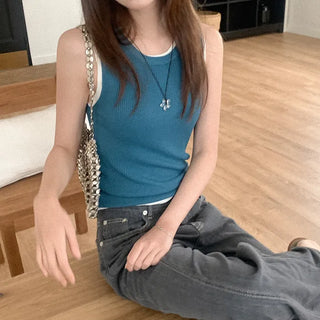 Rib-knit sleeveless top