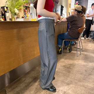 Striped wide-fit pants