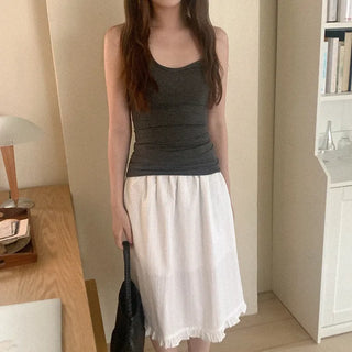 Border halter sleeveless top