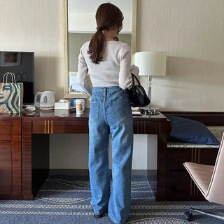 Wide-fit denim pants