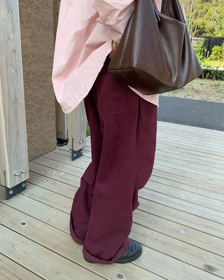 Colored denim wide-leg pants