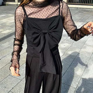 Dot pattern sheer T-shirt