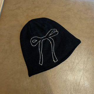 Ribbon detail knit hat