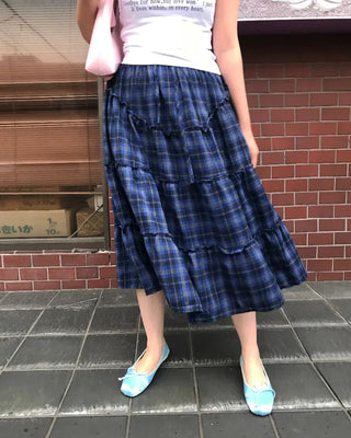 Checked vintage long skirt