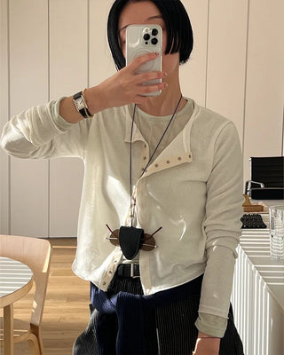 Color-block detail layered T-shirt