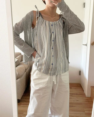 Striped button blouse