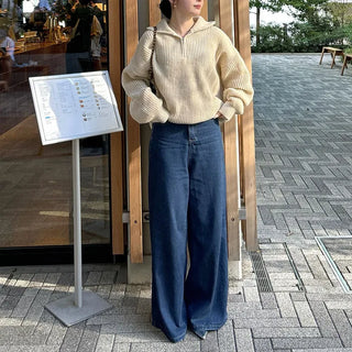 Wide-fit denim pants