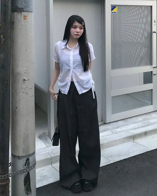 Side-shimmering striped shirt