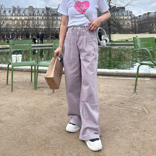 Pleated wide chino pants