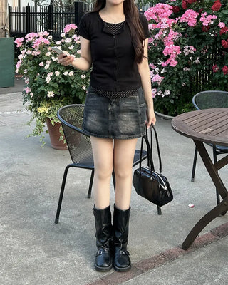 Dot Layered Half Cardigan