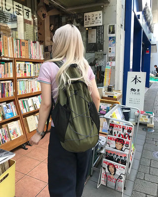 Nylon backpack with side pockets