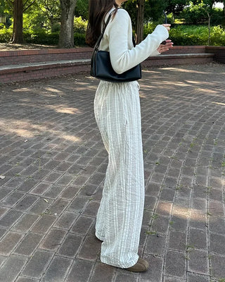 Striped Loose Fit Elastic Waist Pants