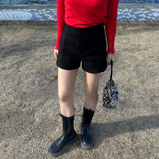 Wool brushed shorts