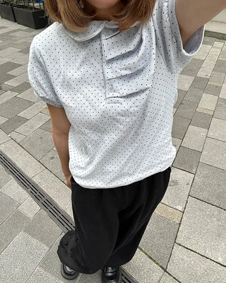 Front Gathered Dot T-Shirt