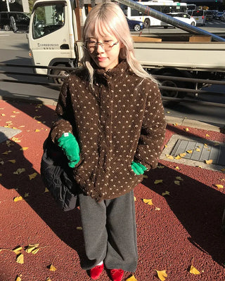 Dot fleece zip-up