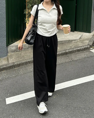 Basic drawstring waist sweatpants