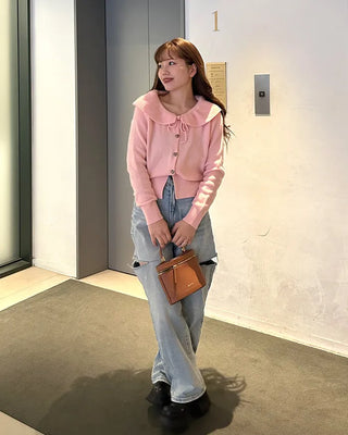 Ribbon Frill Collar Cardigan