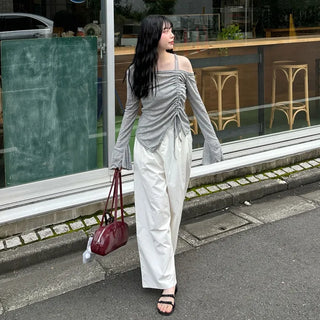 Asymmetrical Shirring T-Shirt