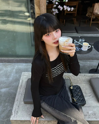 Lettering Long-Sleeve T-Shirt