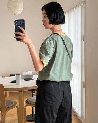 Color-blocked ringer T-shirt