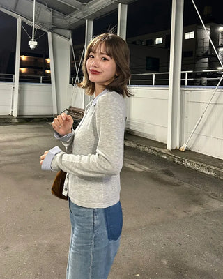 Shirt-layered cardigan