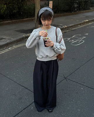 Denim Two-Pintuck Wide Pants