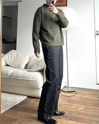 Polo collar boucle knit