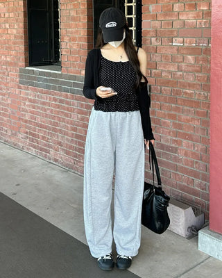 Wide-leg sweatpants with drawstring waist