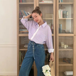 Front two-pocket striped shirt