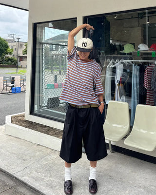 Two-tone border half-sleeve T-shirt