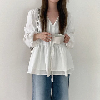Ribbon frill blouse