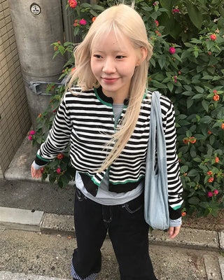 Two-tone striped cardigan
