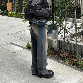 Washed denim pants