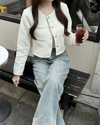 Flap pocket tweed jacket
