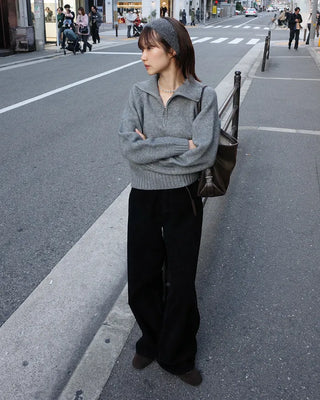 Corduroy wide-leg pants