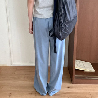 Pigmented wide-leg elastic waist pants