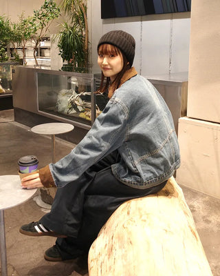 Corduroy Collar Neck Denim Jacket