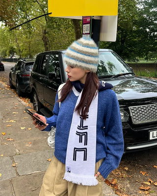 Two-tone striped knit hat