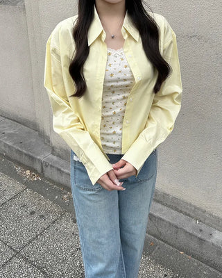 Wide cuff cropped shirt