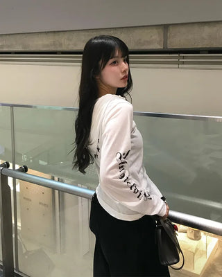 Slim-fit sleeve lettering hoodie