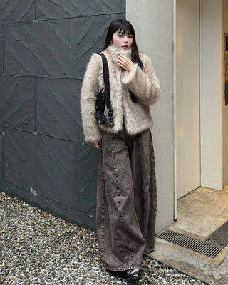 High-neck fur jacket