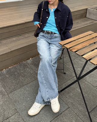 Wide denim pants