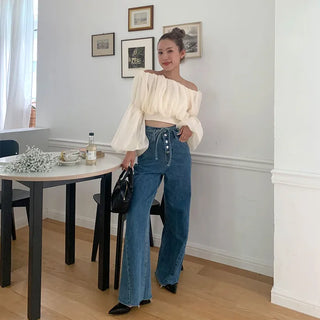 Balloon cropped blouse
