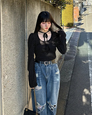 Polka Dot Long Sleeve T-Shirt