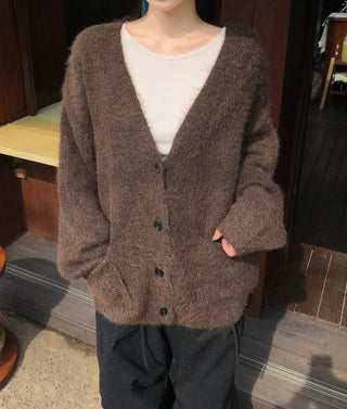 Angora V-neck cardigan
