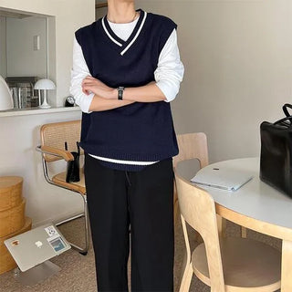 V-neck knit vest