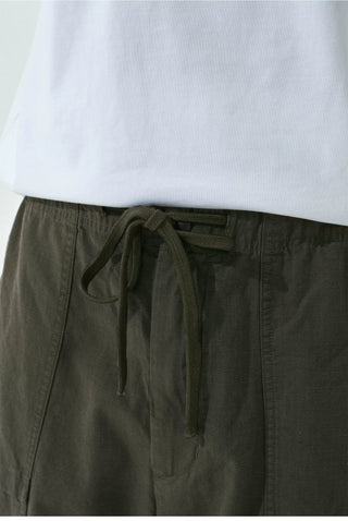[Monterest] Grid Cotton Drawstring Paratrooper Pants