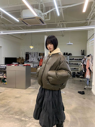 [NEVERSEEZ] Cropped Puffer Down Jacket